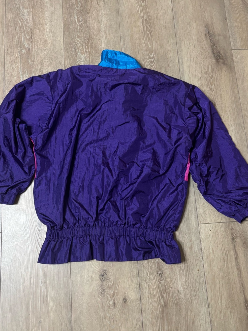 80s /90s vintage windbreaker jacket with blue, purple, and pink color blocking - Picture 3 of 4